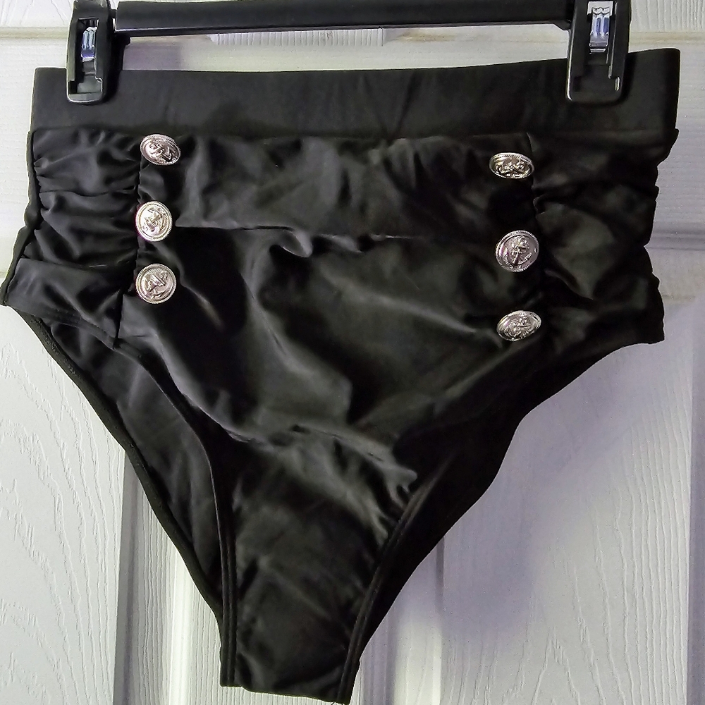 High waisted retro bikini bottoms with sailor button